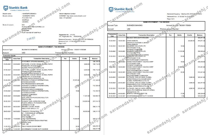 Uganda Stanbic Bank Excel